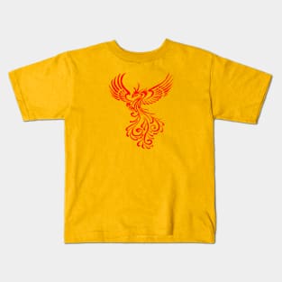 Fictional Phoenix Creature In Flight Artistic Illustration Red Kids T-Shirt